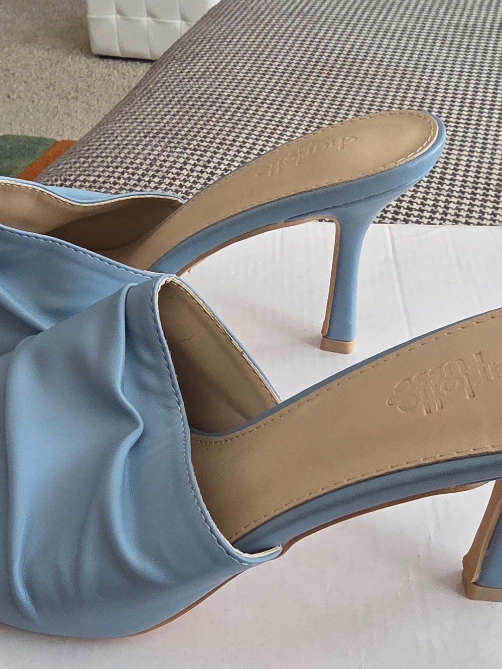 Charlotte Russe Light Blue Ruched Slip-On Heels